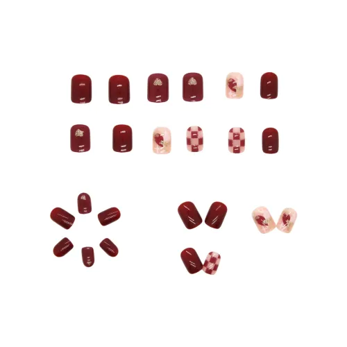 ZHENYUE False Nail Короткий R349 Sweetheart Шахматный узор [Клей Версия] Jump Цвет