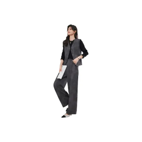 XINFEIYU Серый Женский Повседневный Костюм