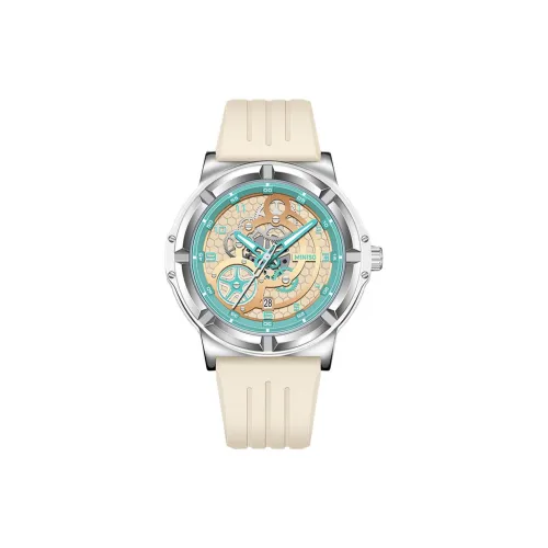 Miniso Кварцевый механизм резиновый ремешок мужские часы бежевый циферблат