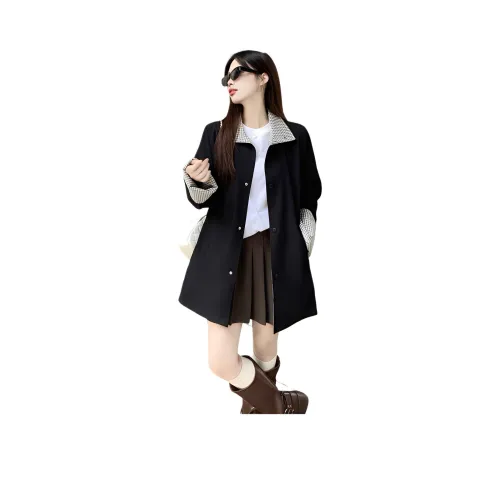 HUICUIGE Черный Женский Тренч