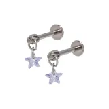 Серьги-гвоздики с подвеской в виде пятиконечной звезды (фиолетовые)