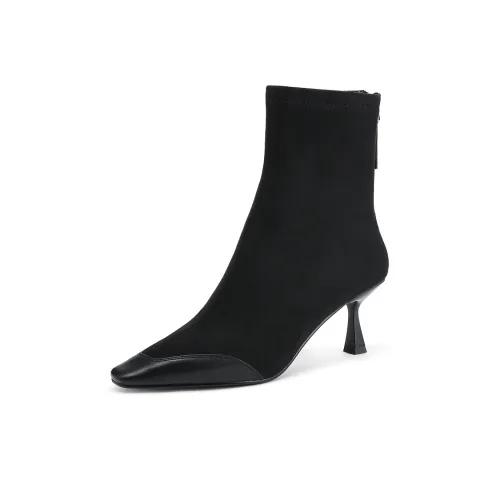 FMM Женские 2025 Осенне-зимние Тонкие Высокие Ботильоны из Замши для Бизнеса и Коммутирования Тонкие Женские Ботинки