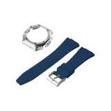 Серебряный корпус + Синий ремешок + Серебряная шпилька