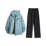 Горчичный синий серый топ + черные штаны