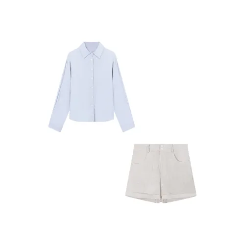 OURUOKE Синий Женские Повседневные Костюмы