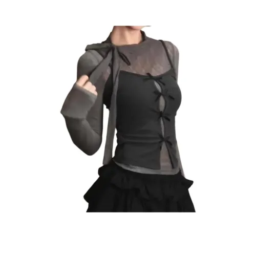 Aghr Темно-серый топ двухкомпонентный комплект для женщин трикотаж