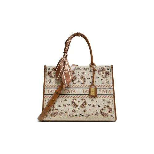 TATA Ткань Тоут Сумка Сумка для покупок Сумка Большая Женская Абрикосовая и Коричневая