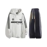 Белый серый топ + черные штаны