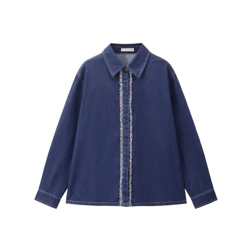 Giordano 63 Джинсовый Синий Женская Рубашка