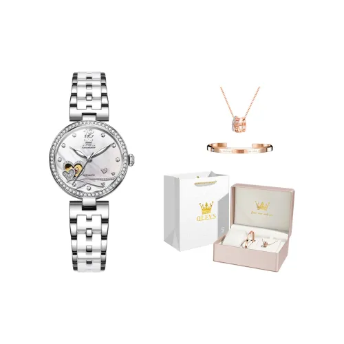 OLEVS Heart To Heart Collection Механические часы Женские часы Жемчужная раковина Циферблат