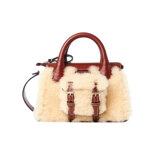 Chloe Edith Телячья кожа с овчиной Сумка через плечо Сумка мини Женская Коричневая