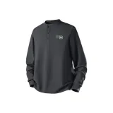 [Вафельная вязка Генри Воротник] Темно-серый (Mf Натуральный Текстурированный Логотип на груди)