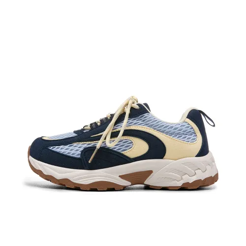 Lovely You Износостойкий и Легкий Низкий Топ Кроссовки с Толстой Подошвой Женские Желто-Синие