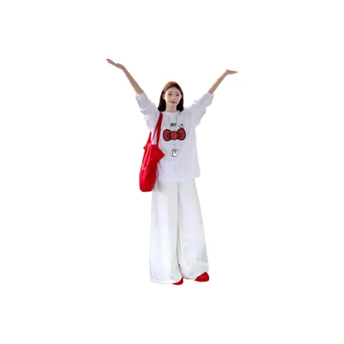 OURUOKE T Рубашка + Брюки Комплекты Женская Повседневная Одежда