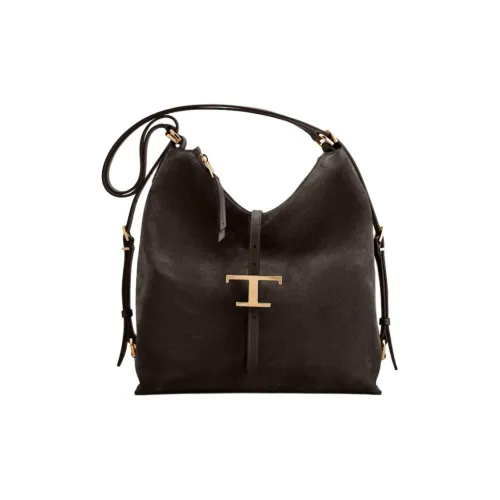 TOD'S T Timeless Телячья кожа Плечевая сумка Маленькая Женская Умбра