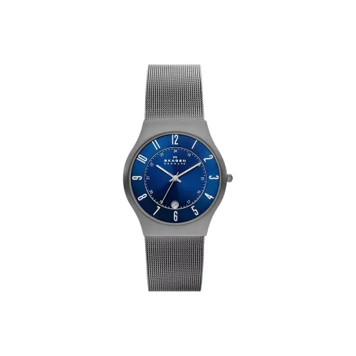 SKAGEN Watch Кварцевый механизм Нержавеющая сталь Ремешок 37 мм Синий циферблат Унисекс