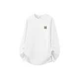 [100% cotton, длинный рукав] Белый (с кожей, вставка, этикетка, логотип на груди)