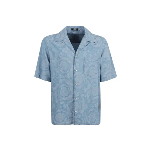 VERSACE SS24 Рубашка Мужская Розовая Синяя