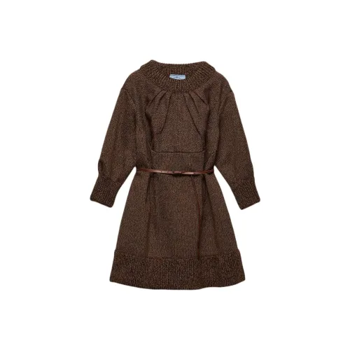 PRADA FW25 Длинное платье с длинными рукавами женское