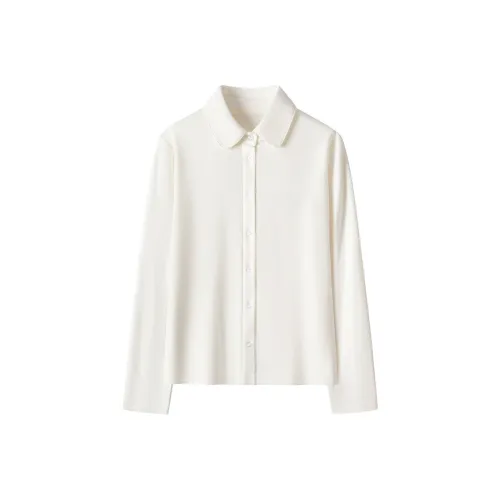 LUYOUYE Натуральный Белый Длинный Рукав Женская Рубашка