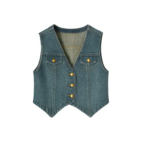 UENA Синий Жилет Нижняя заколка В наличии Женские Майки