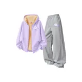 [Thickened и с флисовой подкладкой] Вишневый цветок K Таро фиолетовый + M Вишневый цветок K Светлый Фотиния серый