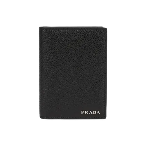 PRADA Телячья кожа Держатель для карт Унисекс Черный