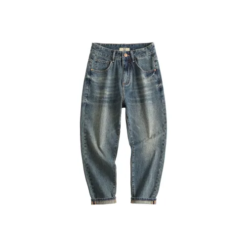 HIPANDA Blue Unisex Jeans HIPANDA Синий Унисекс Джинсы