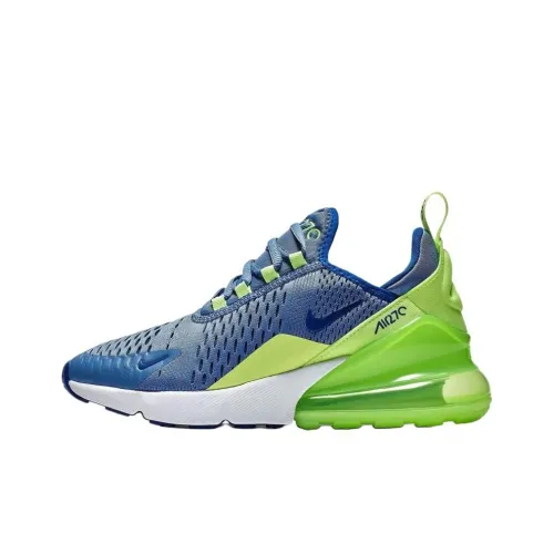 Nike Air Max 270 Амортизация Износостойкий Низкий Топ Детские Беговые Кроссовки Сине-зеленый Подростки
