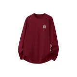 [100% cotton, длинный рукав] Бордовый (Кожаный ярлык, логотип на груди)