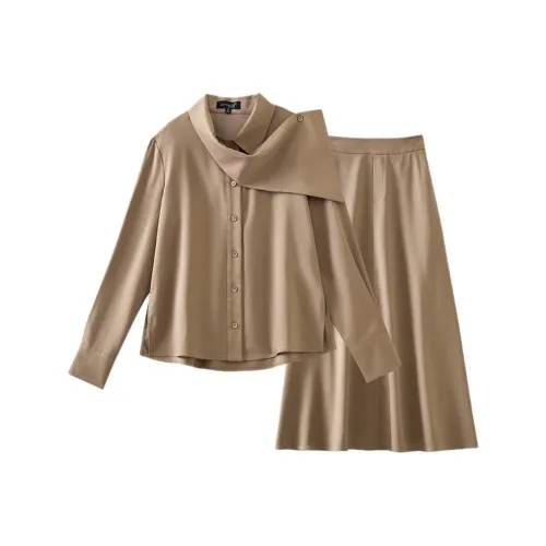 OUNIXUE Светлый Кофейный Женский Комплект с Юбкой
