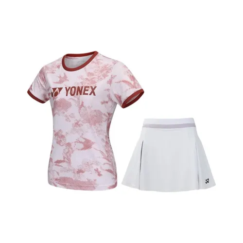 YONEX Комплекты (Умбра Топ + Белый Низ) Женские Повседневные Костюмы