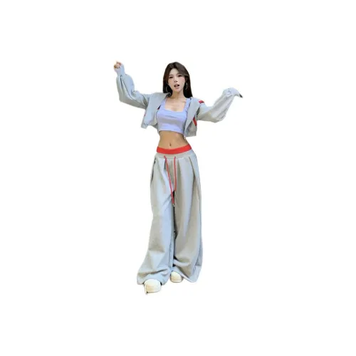 OURUOKE Серый Женские Повседневные Костюмы