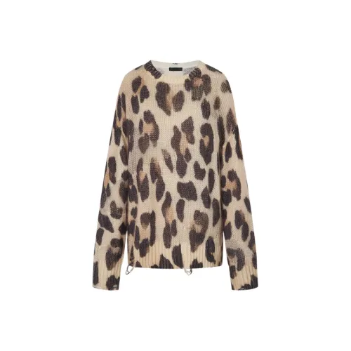 MO CO Абрикос Черный Леопардовый Прит Женский Свитер