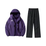 Фиолетовый топ + черные штаны