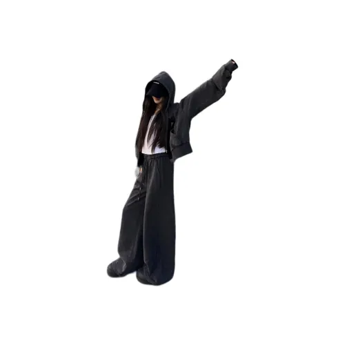 OURUOKE Черный Женские Повседневные Костюмы