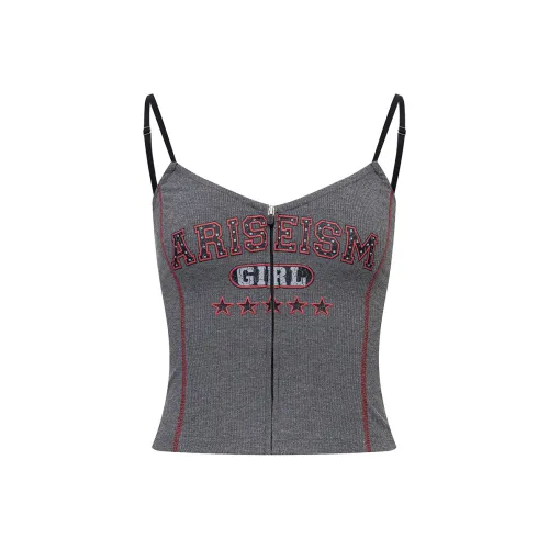 Ariseism Стильный Черный Красный Топ с бретелями Женский Летний Топ Женский