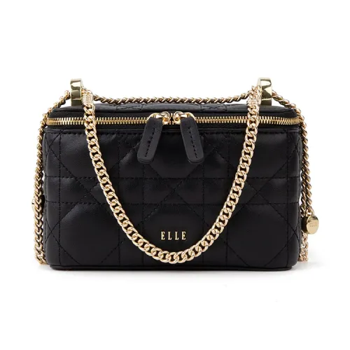 ELLE Корова Кожа Коробка Сумка Сумка через плечо Стандартная Женская Черная Белая
