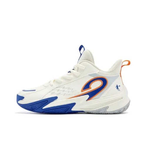 QIAODAN Slip-resistant Abrasion-resistant Low Top Children's Basketball Shoes Ivory Bay Moon Blue Teenagers QIAODAN Противоскользящий Устойчивый к истиранию Низкий Топ Детские Баскетбольные Кроссовки Айвори Бэй Мун Синий Подростки