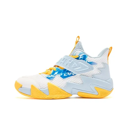 QIAODAN Устойчивый к истиранию Легкий Амортизация MID Топ Детские Баскетбольные кроссовки Jordan Белый Дождевой Синий Подростки