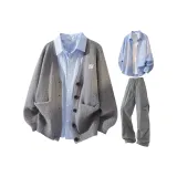 3 Пачка [Gray+Lime Gray Casual Pants+Sky Blue Shirt]