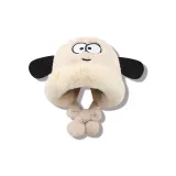 Светлый бежевый, милый плюшевый шапчик с щенком