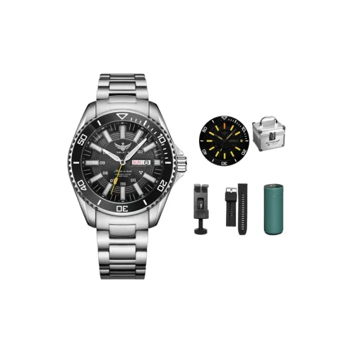 YELANG SUBMARINER Collection Автоматический Механический Механизм Нержавеющая Сталь Ремешок Часы Мужские Черный Циферблат