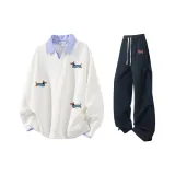 Топ Glacier White + Темно-синие штаны