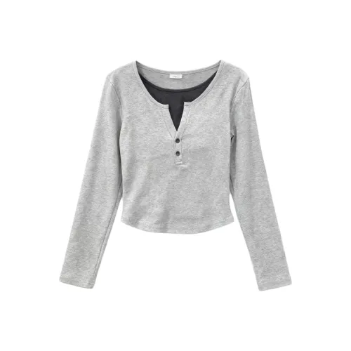 EMDPN 100% хлопок Длинный рукав Т-рубашка Женская Основа Топ Женский