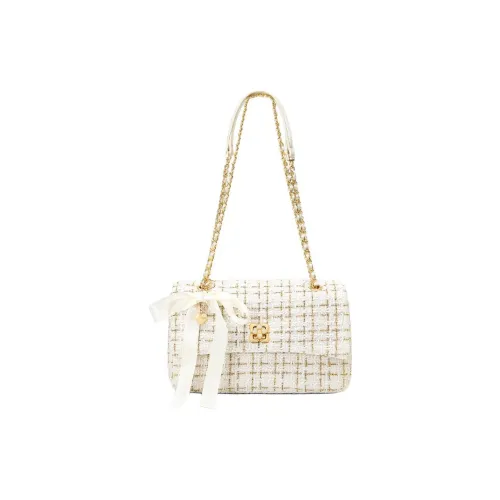 JUST STAR Твидовая маленькая квадратная сумка подмышечная сумка через плечо сумка через плечо женская белая черная