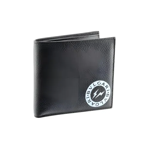 BVLGARI Рельефная Телячья Кожа Кошелек Унисекс Черный