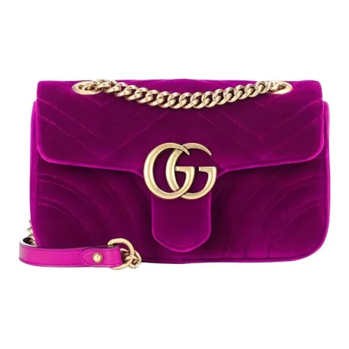 GUCCI GG Marmont Велюр Сумка через плечо Сумка на плечо Женская Темно-фиолетовая