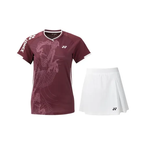 YONEX Комплекты Одежды Темно-коричневый Топ + Белый Низ Женские Повседневные Костюмы