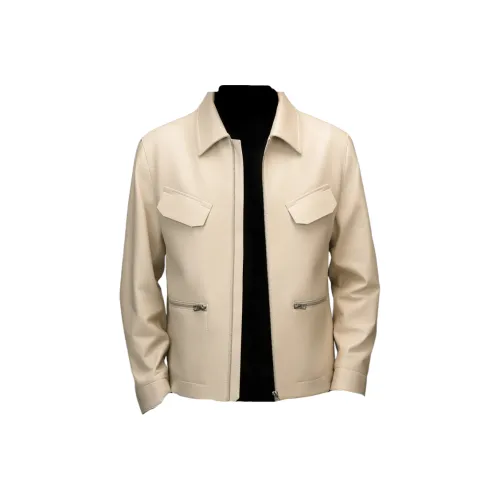 SENJIALUO Белый Мужская Кожаная Куртка